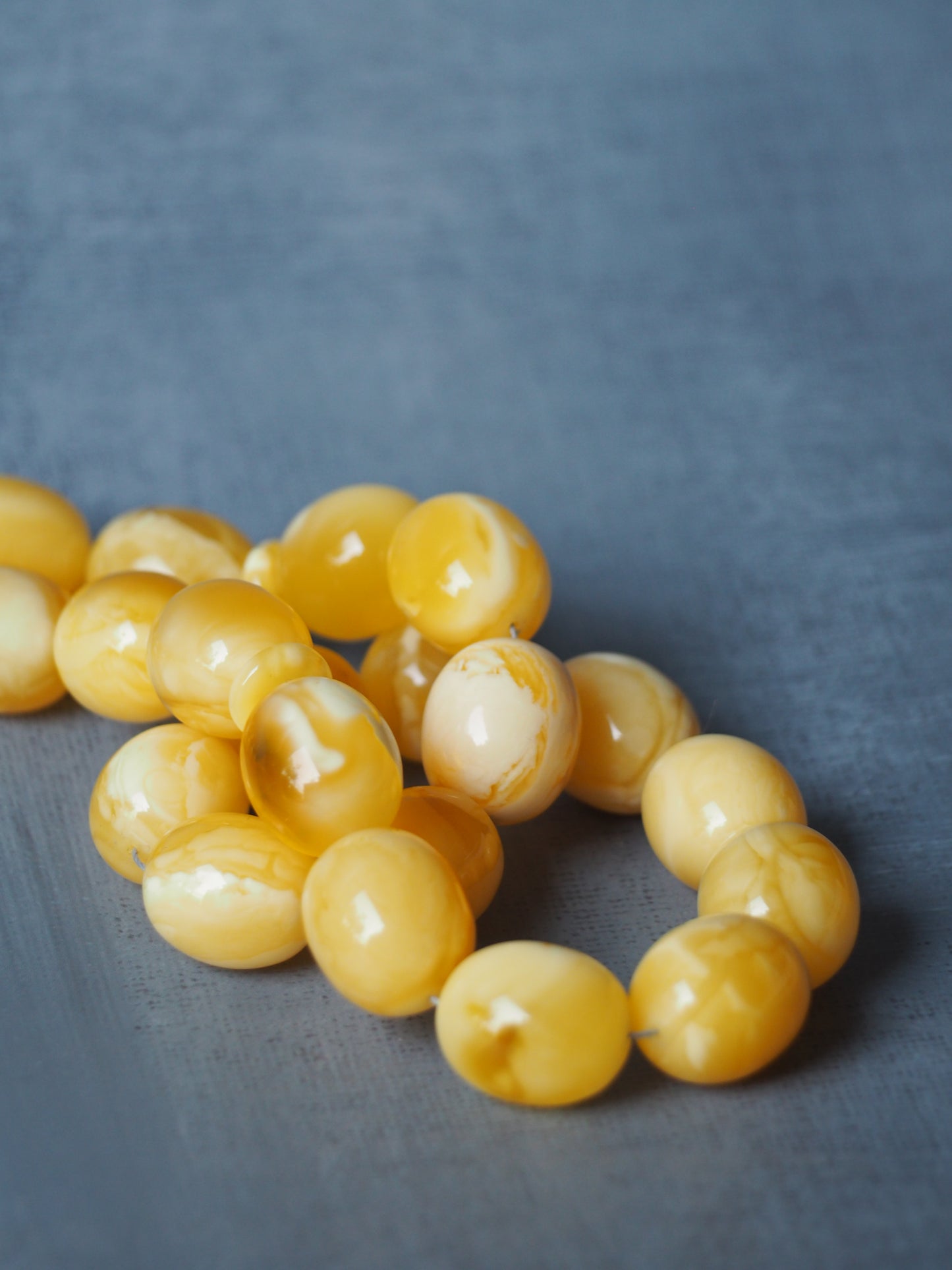 Royal White / Butterscotch Olive Shape Amber Rosary / Misbaha With Tiger Beads And Certificate