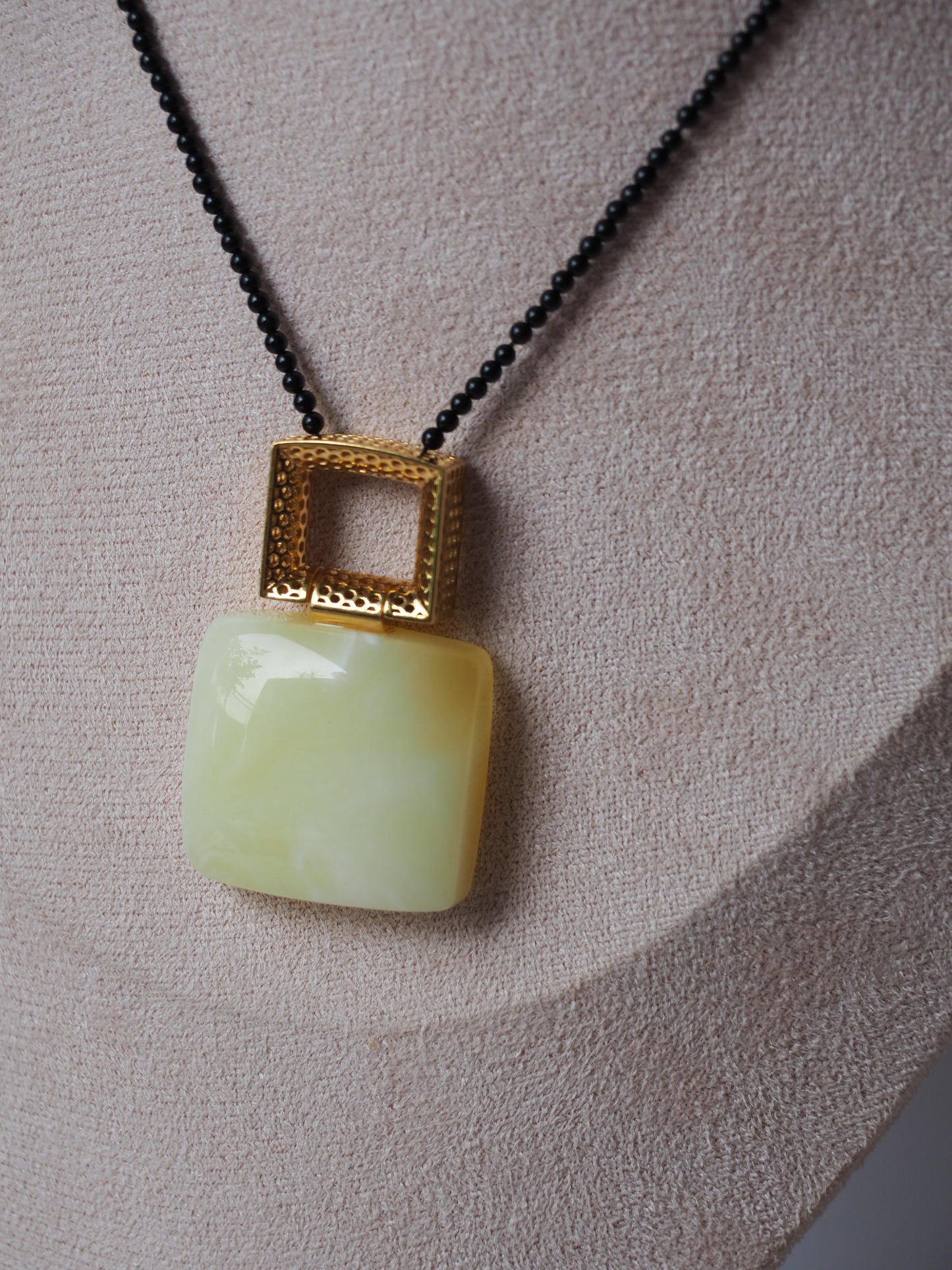 Natural Royal White Pendant With Black Onyx Necklace And Gold Plated Silver