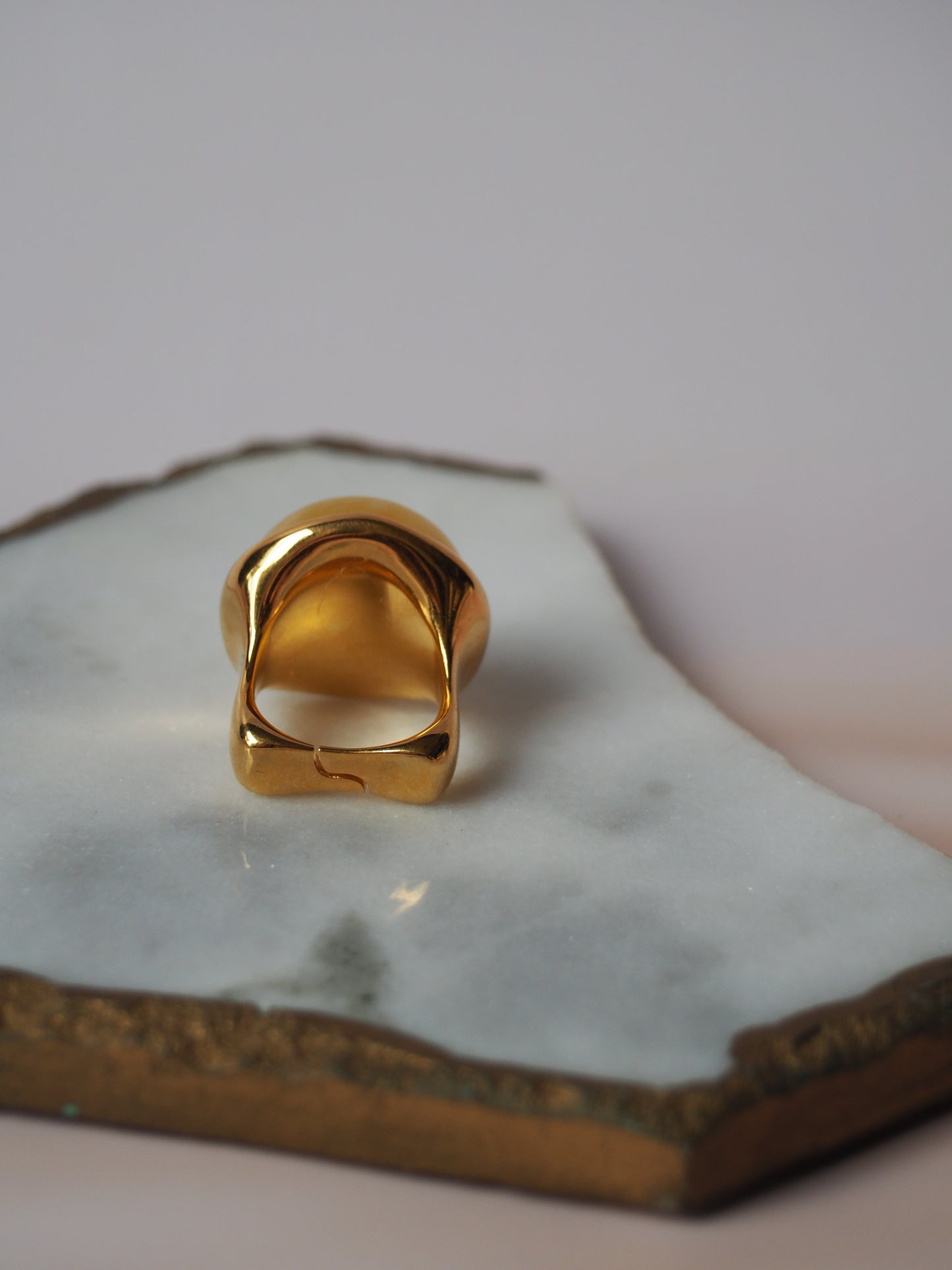 Butterscotch Natural Oval Amber Ring In Gold Plated Silver Frame