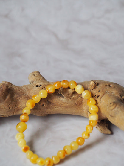 Royal White and Butterscotch Irregular Beaded Amber Bracelet