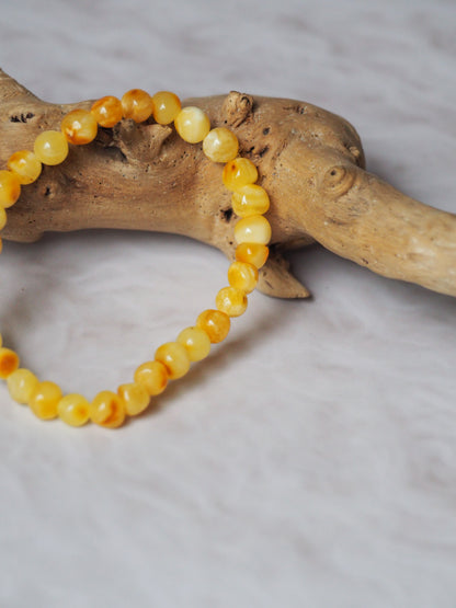 Royal White and Butterscotch Irregular Beaded Amber Bracelet