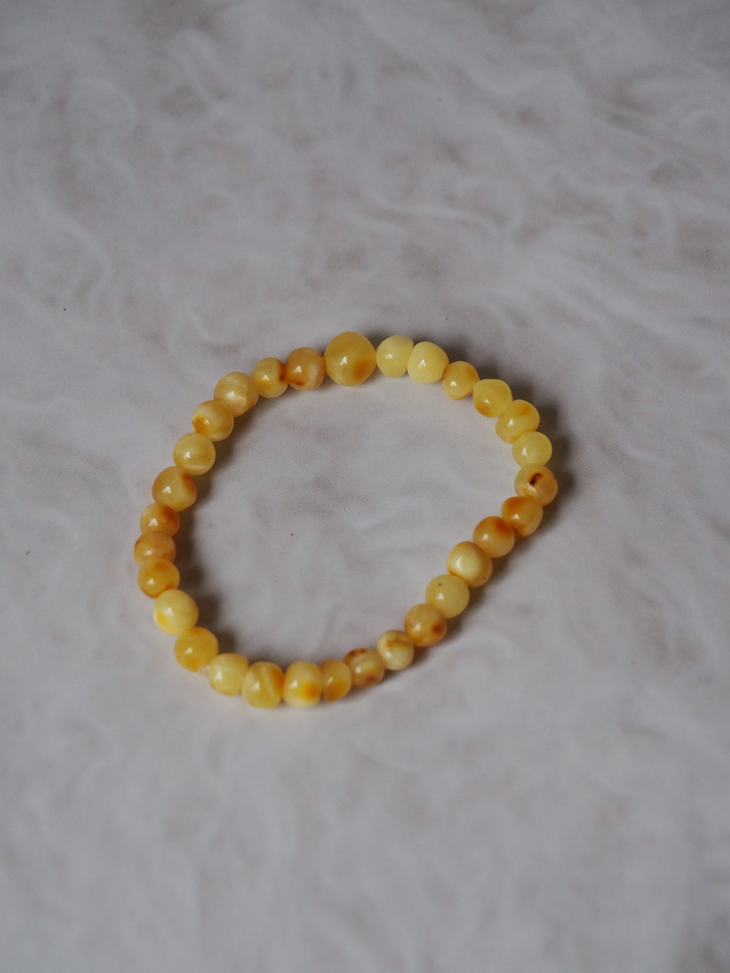 Royal White and Butterscotch Irregular Beaded Amber Bracelet