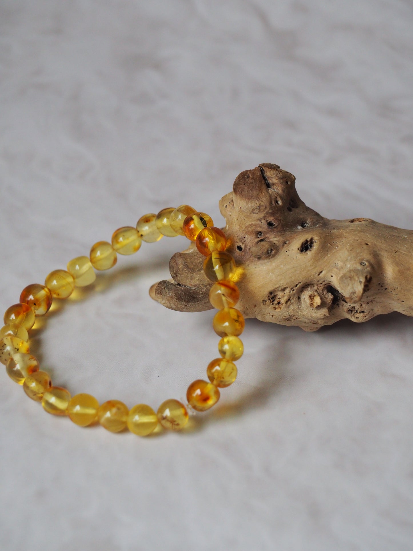 Natural Raw Irregular Citron Amber Beaded Bracelet