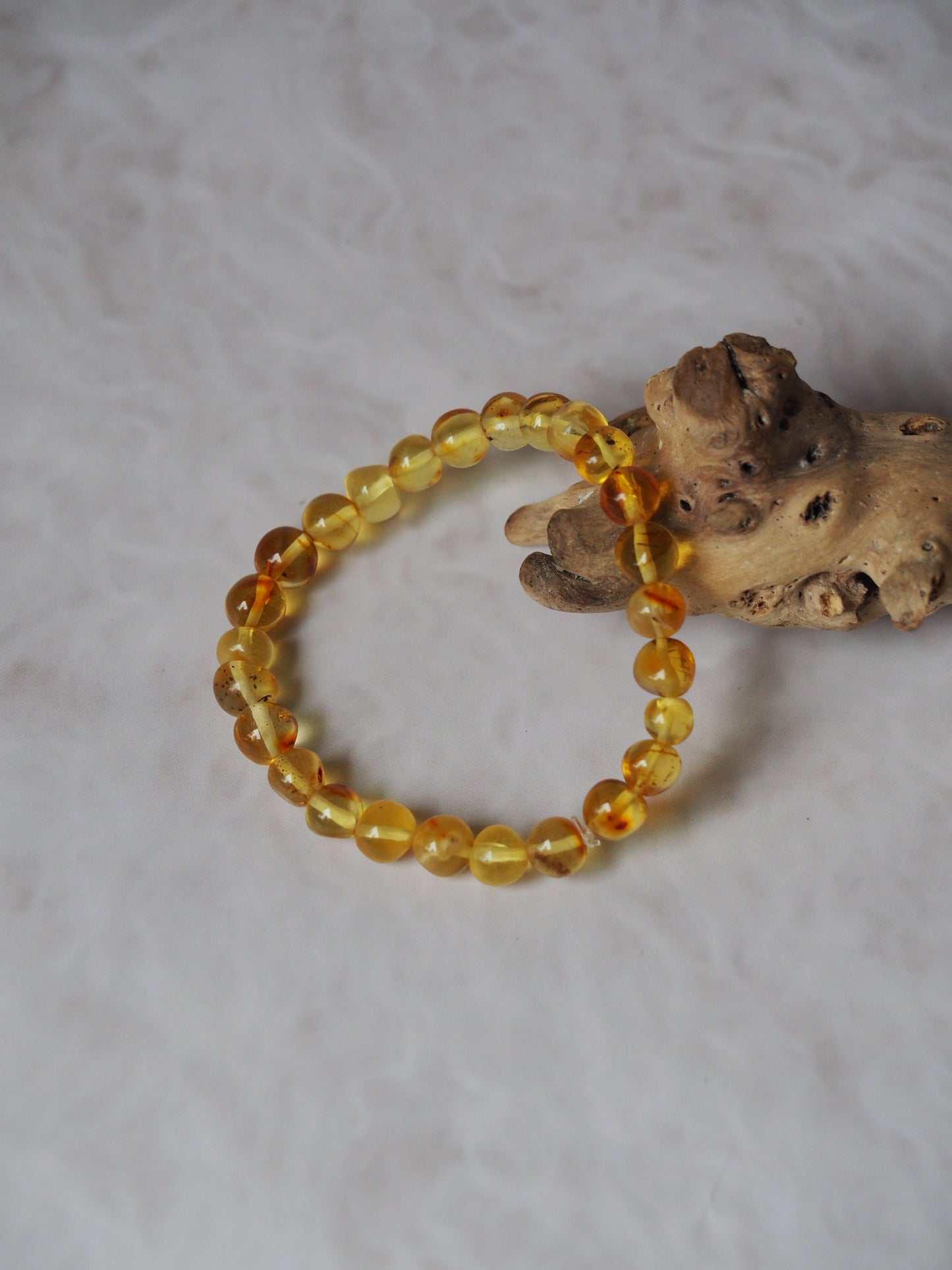 Natural Raw Irregular Citron Amber Beaded Bracelet