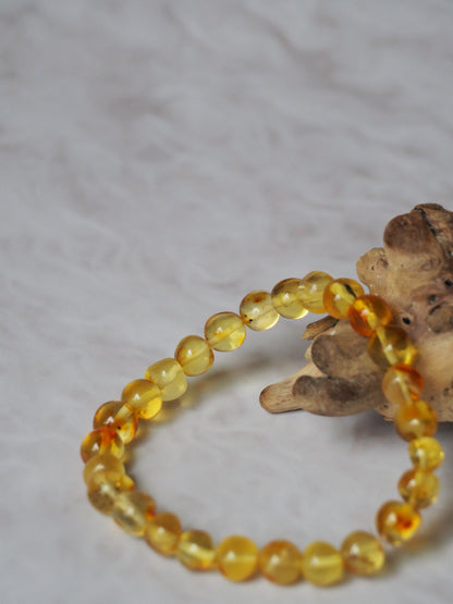 Natural Raw Irregular Citron Amber Beaded Bracelet