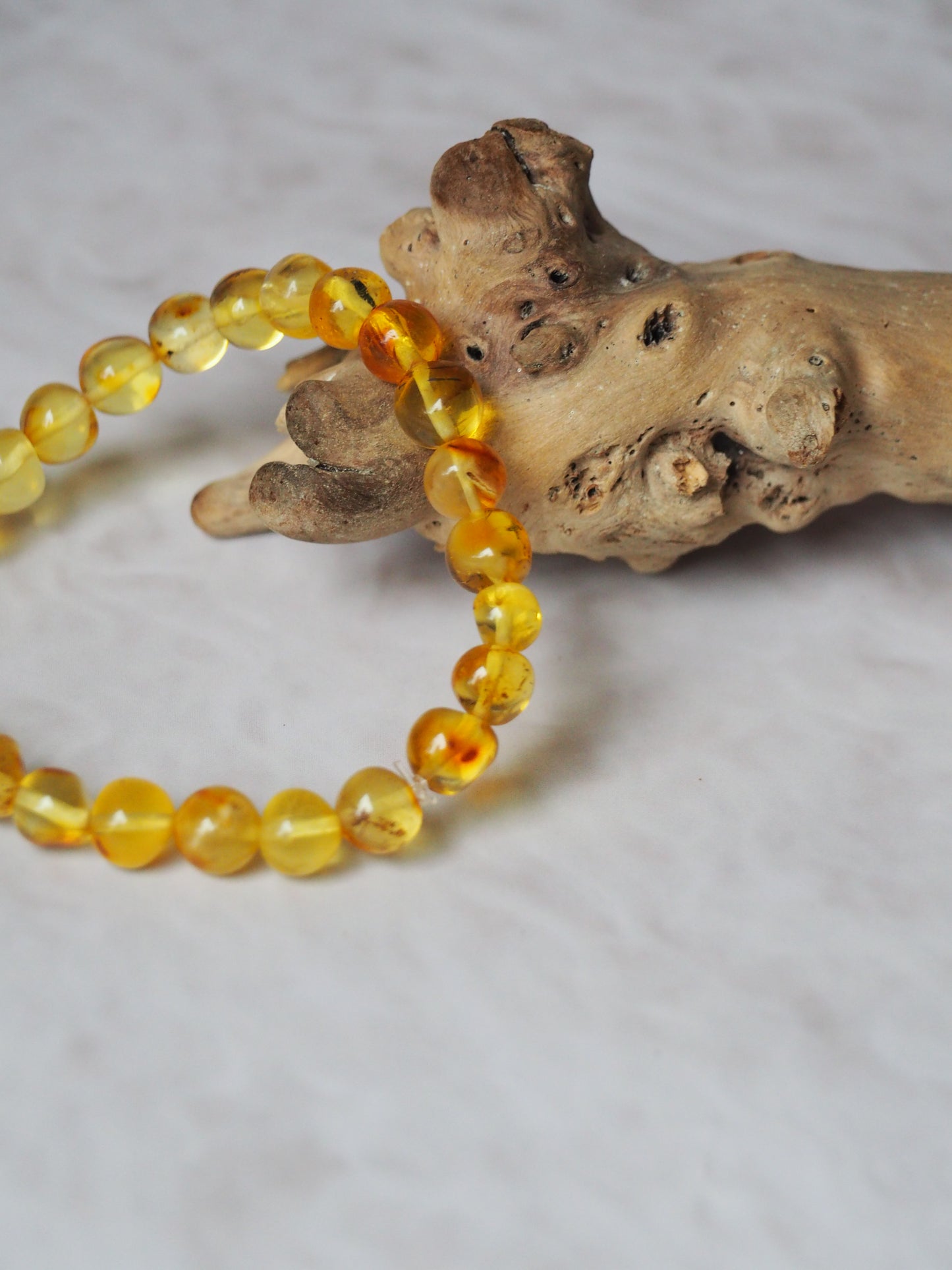 Natural Raw Irregular Citron Amber Beaded Bracelet