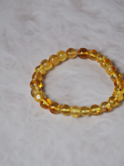 Natural Raw Irregular Citron Amber Beaded Bracelet