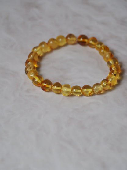 Natural Raw Irregular Citron Amber Beaded Bracelet