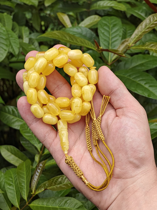 Natural Butterscotch Amber Misbah with Certificate 45 Beads