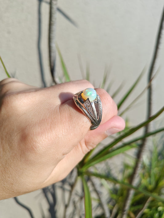 Natural African Opal Ring in 925 Silver