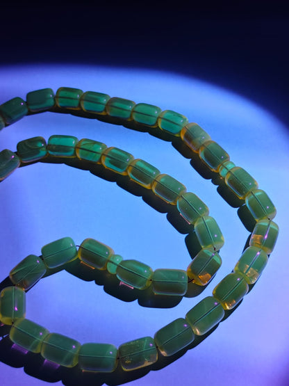 Natural Dominican Amber Rosary – Olive Oil Green with Green Reflections 45 Beads