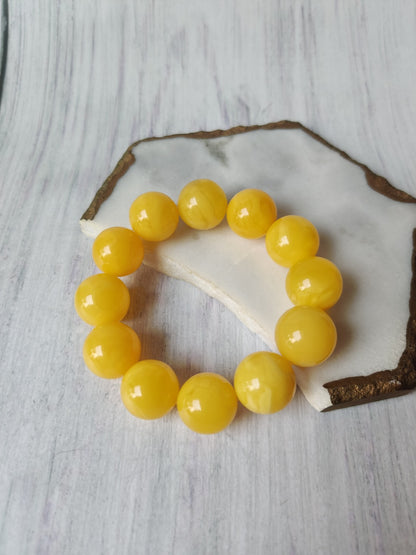 Butterscotch Natural Amber Beaded Bracelet 18.33mm