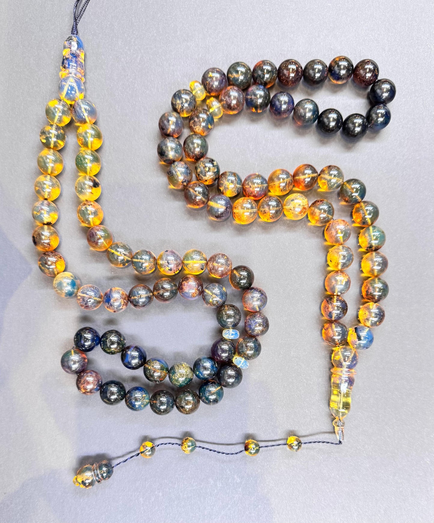 Rare Natural Blue Dominican Amber Misbah 45 Beads