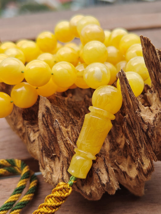 Natural Butterscotch Amber Misbah 66 Beads