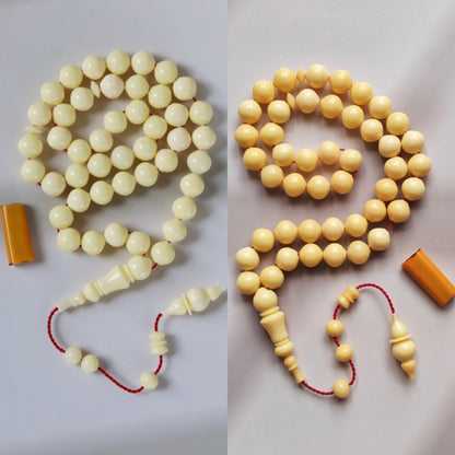 COLOR CHANGE UPDATE | Ivory Cream Bakelite Tasbih – 45 Beads, Rare Istanbul Shape