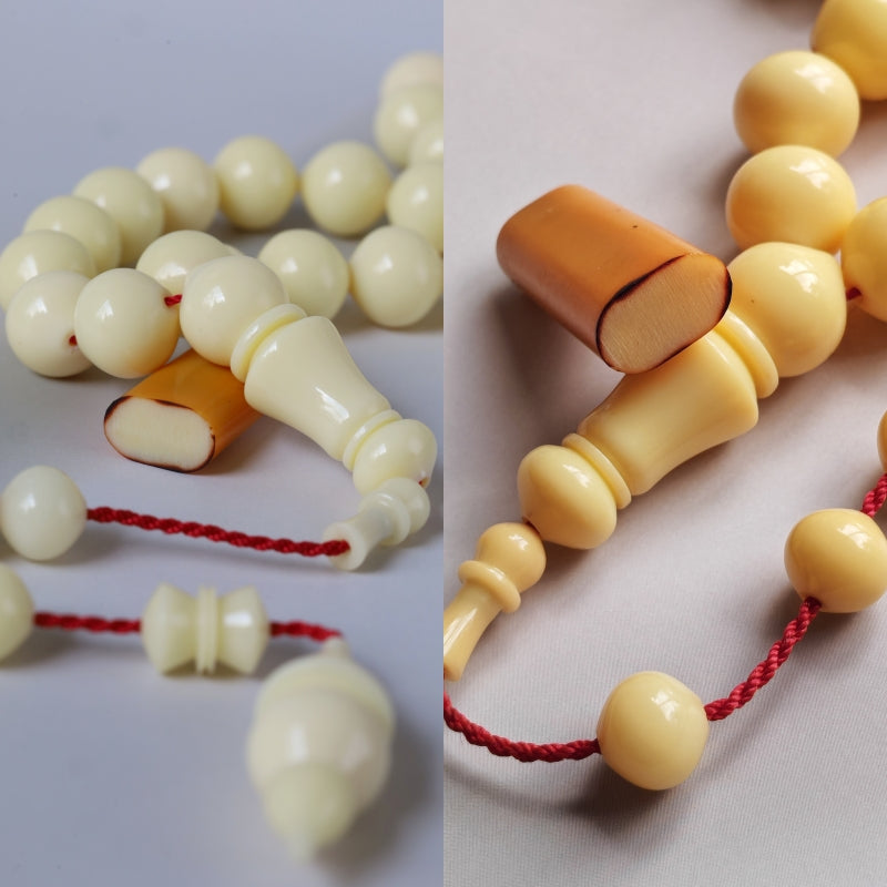 COLOR CHANGE UPDATE | Ivory Cream Bakelite Tasbih – 45 Beads, Rare Istanbul Shape