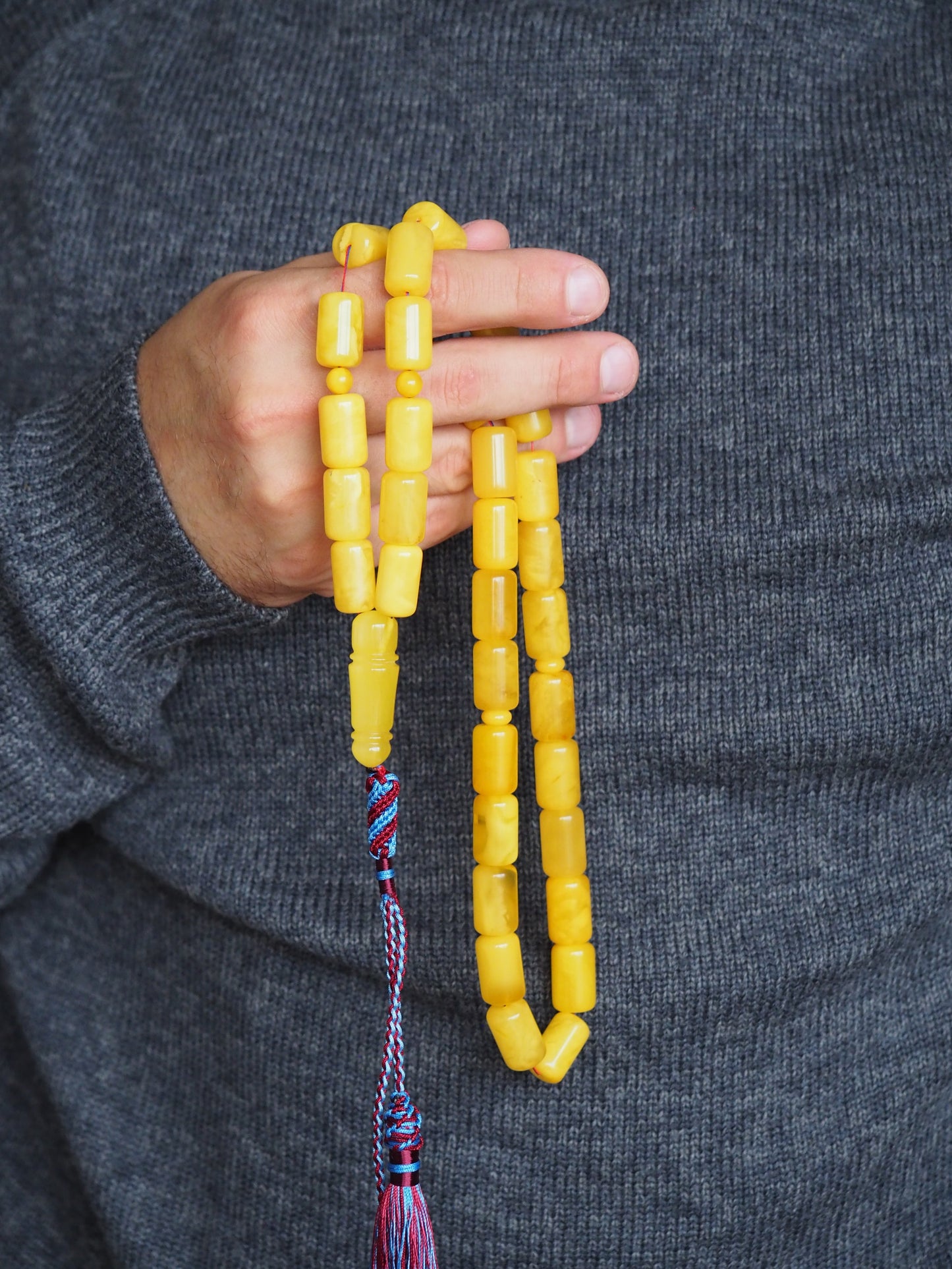 Large Butterscotch  Barrel Shape Amber Tasbih 33 Beads