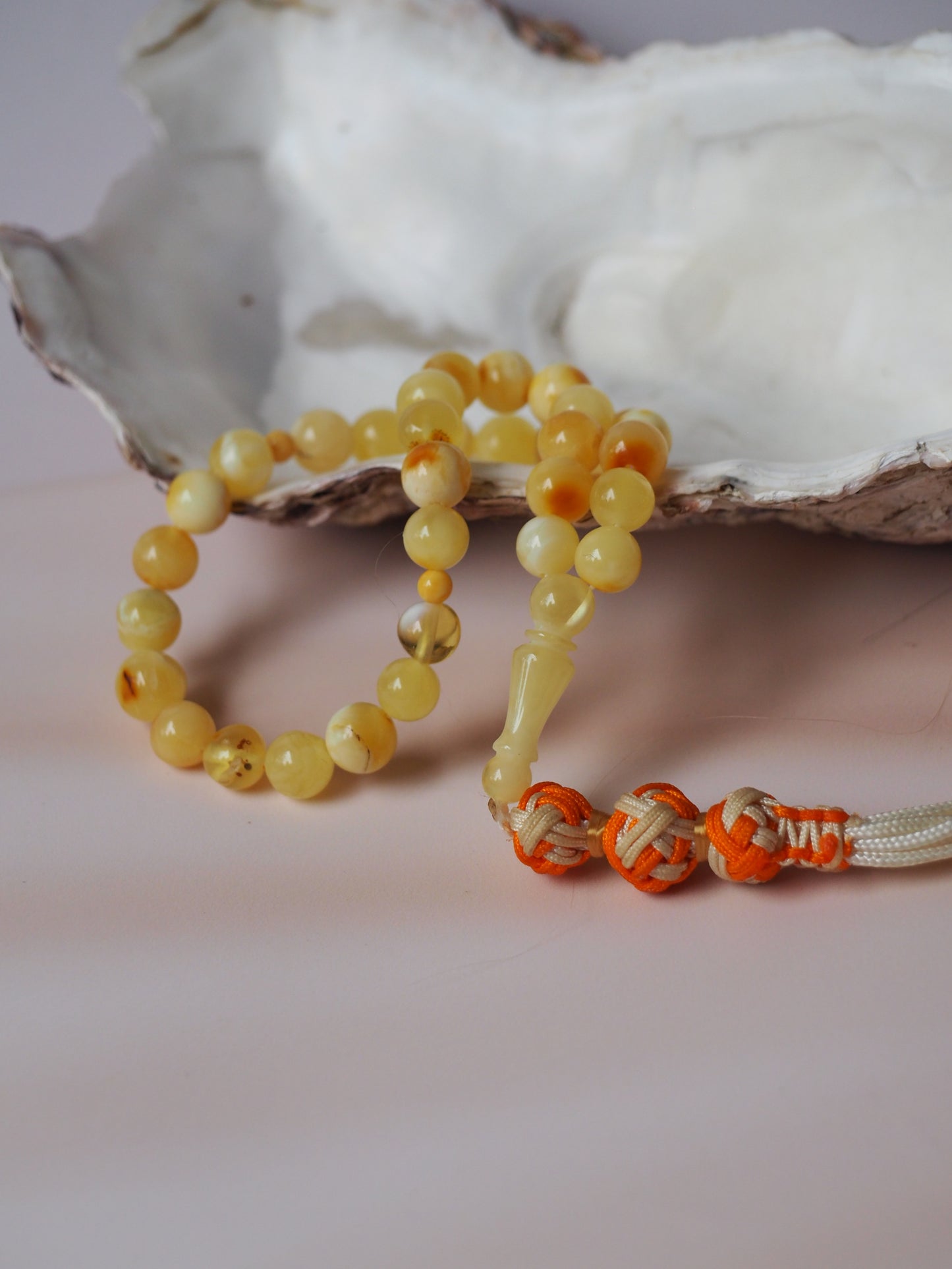 Micro Cloudy Milk Natural Baltic Amber Rosary Pocket Size 33 Beads