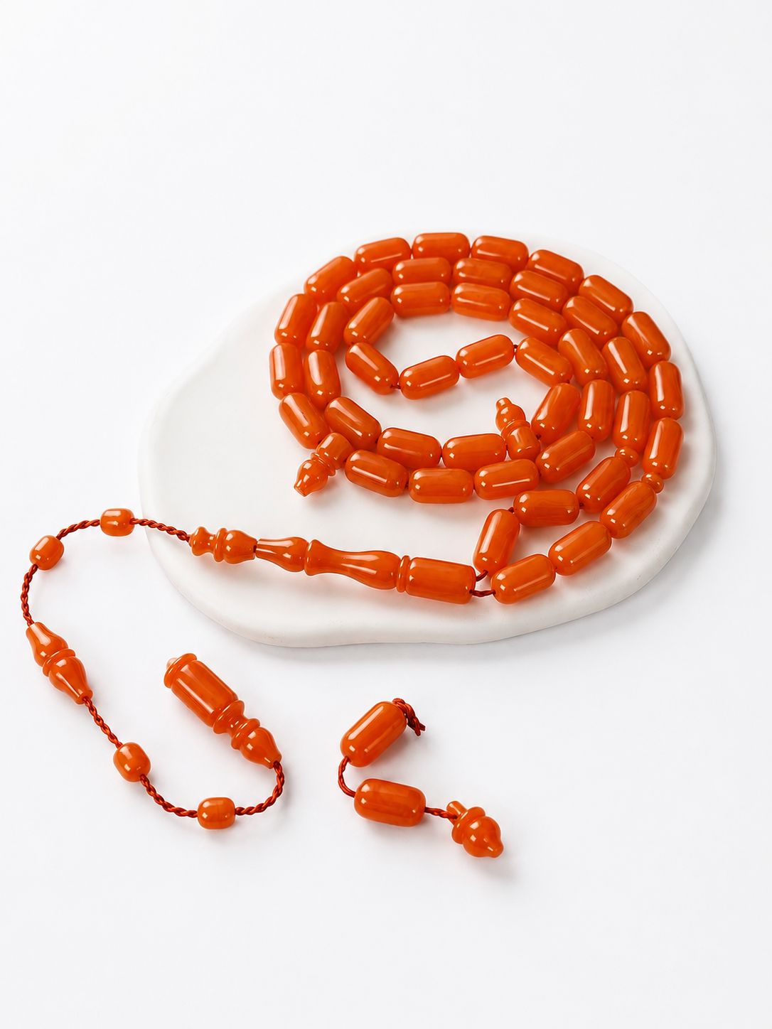 Rare Carrot with White Veins German Bakelite Misbah | 45 Beads | Mosul Craft