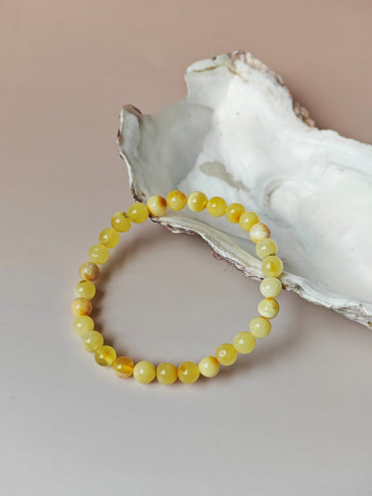 Natural Cloudy Milk Amber Beaded Bracelet 6.7 mm