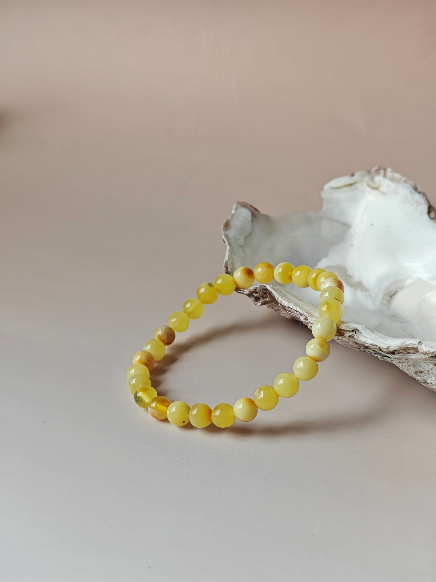 Natural Cloudy Milk Amber Beaded Bracelet 6.7 mm