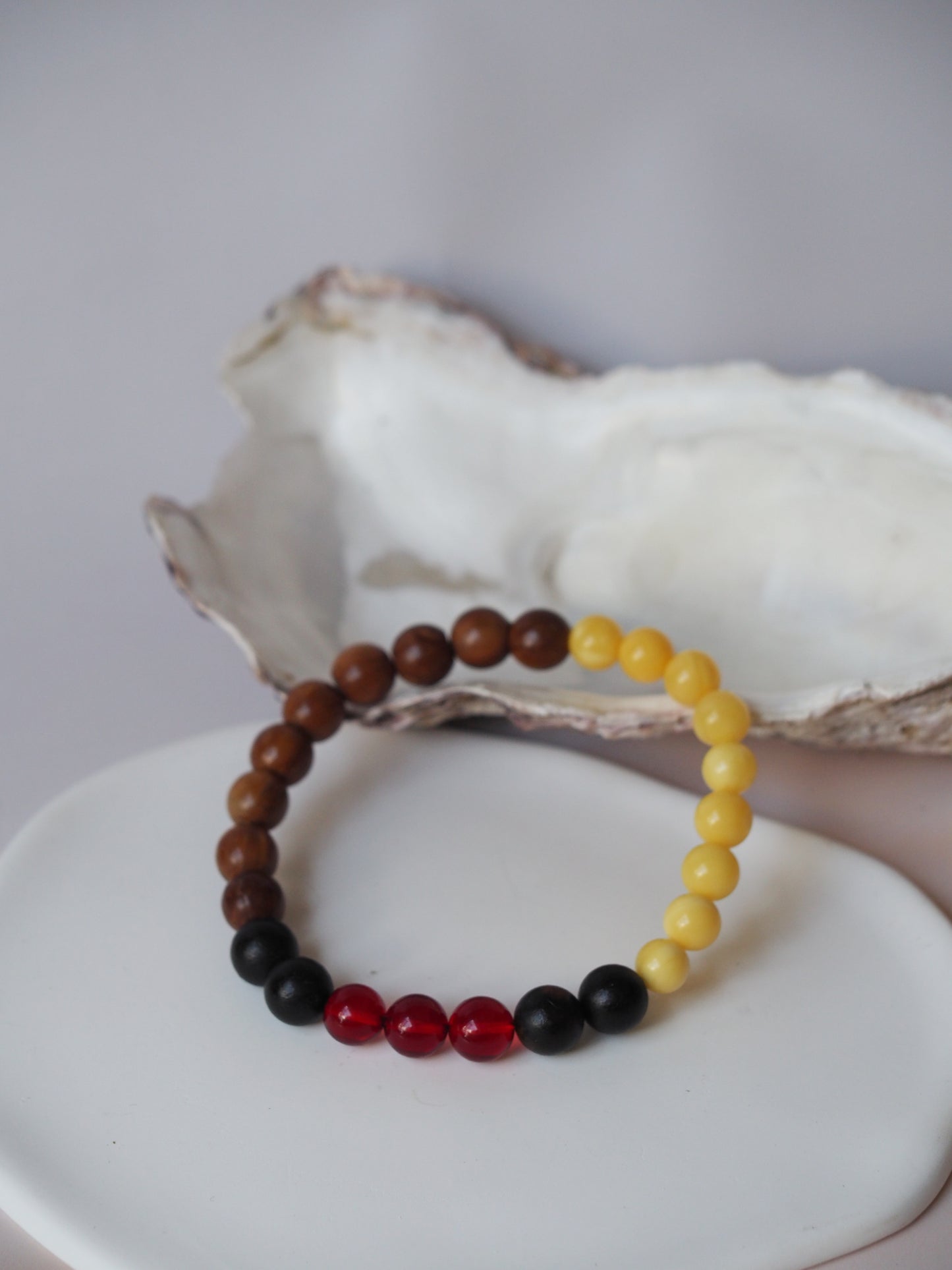 4 Colors Beaded Bracelet Amber & Kokka Wood