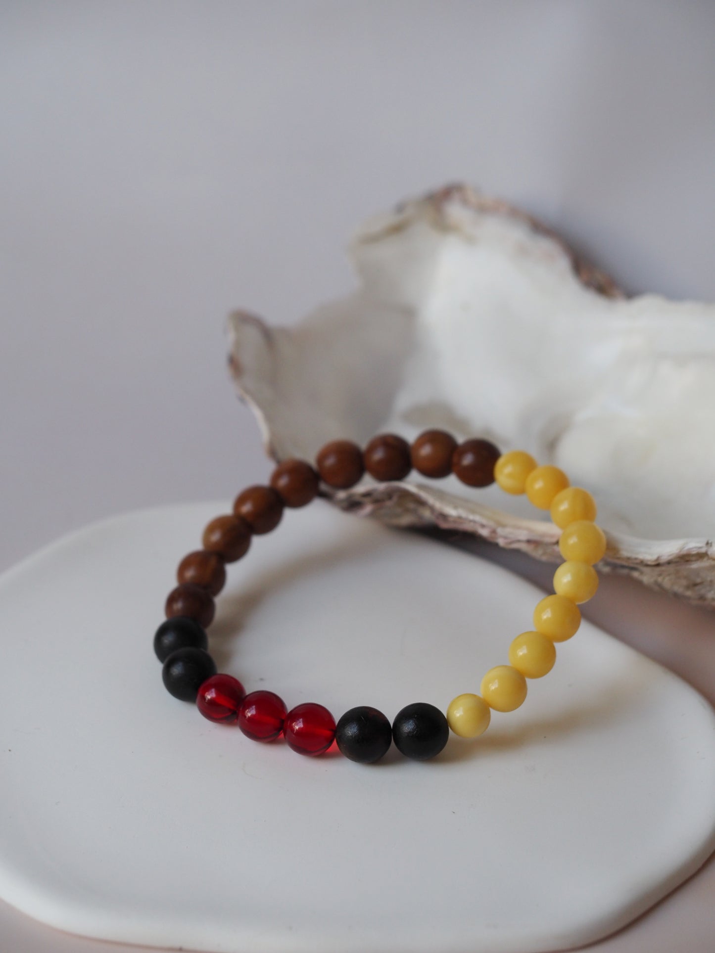 4 Colors Beaded Bracelet Amber & Kokka Wood