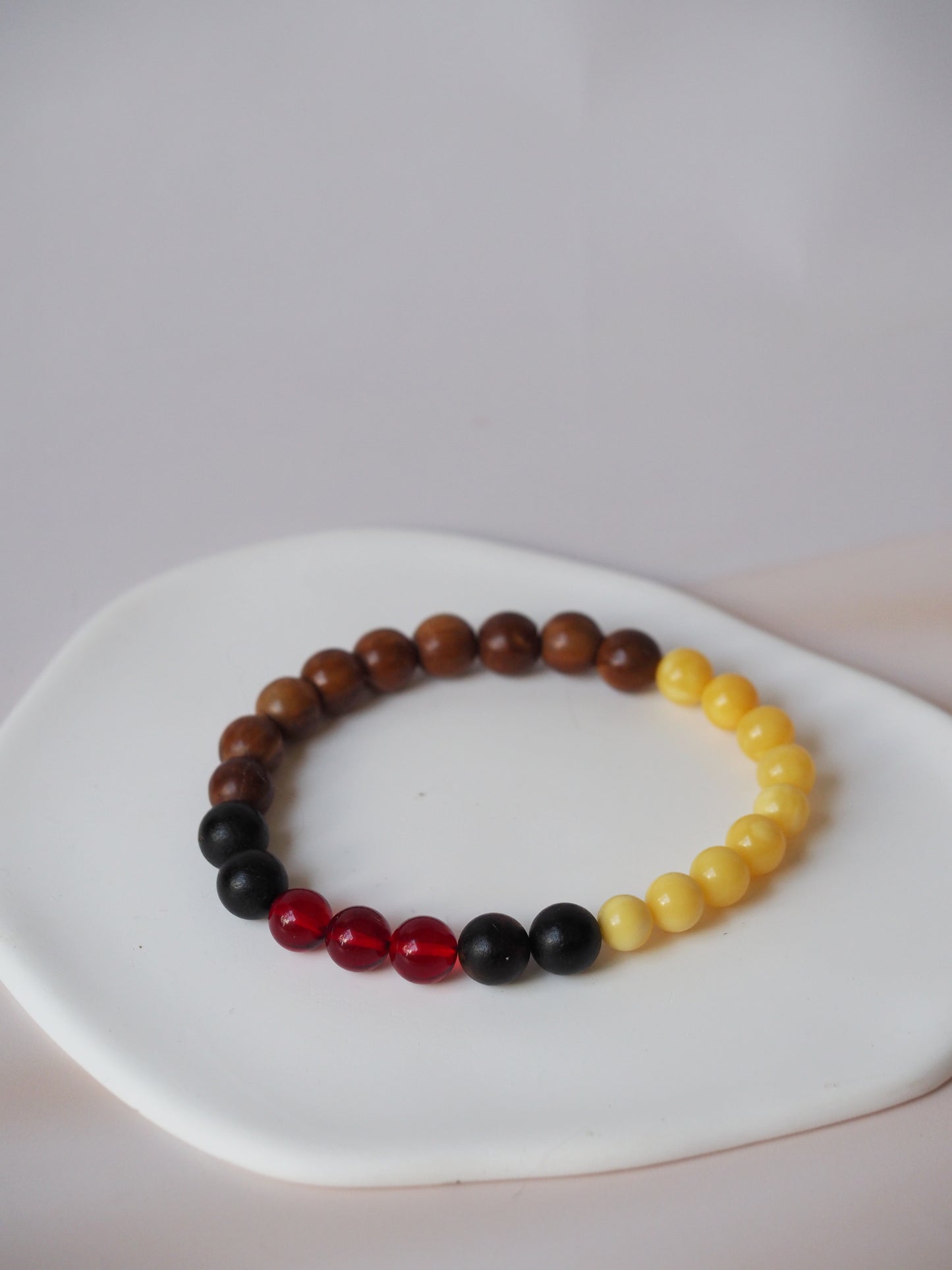 4 Colors Beaded Bracelet Amber & Kokka Wood