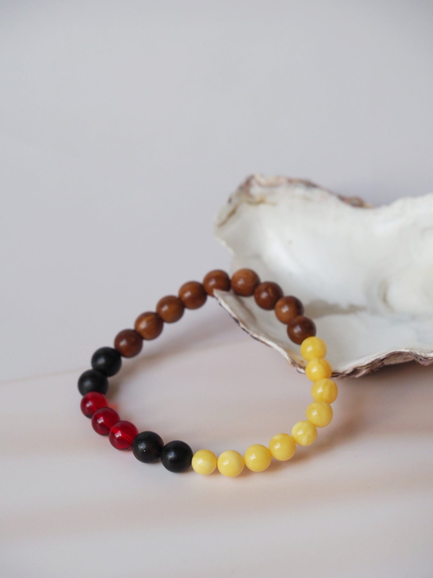 4 Colors Beaded Bracelet Amber & Kokka Wood