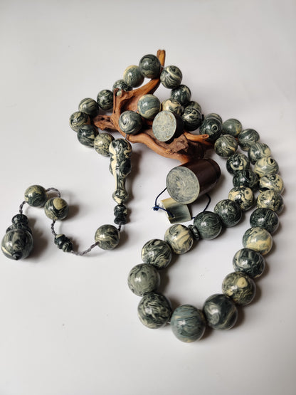 Rare Jumbo Chernobyl Bakelite Tasbih | 39 Large Round Beads | 124 g