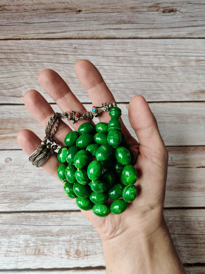 Rare American Bakelite Rosary | Starbucks Green | 41 Beads | Pigeon Egg