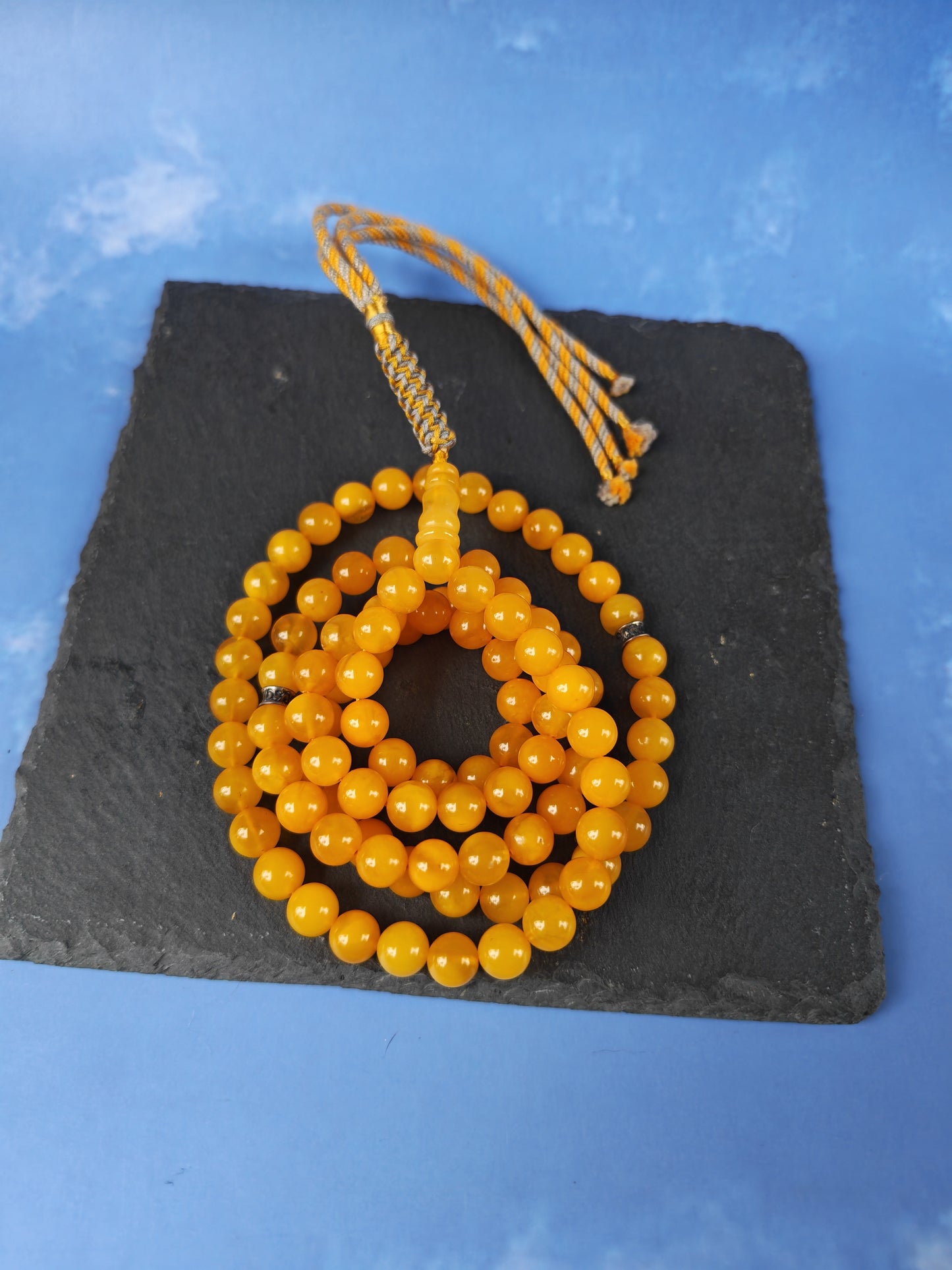 Natural Micro Baltic Amber Rosary – 99 Beads | 8mm | Metal Dividers