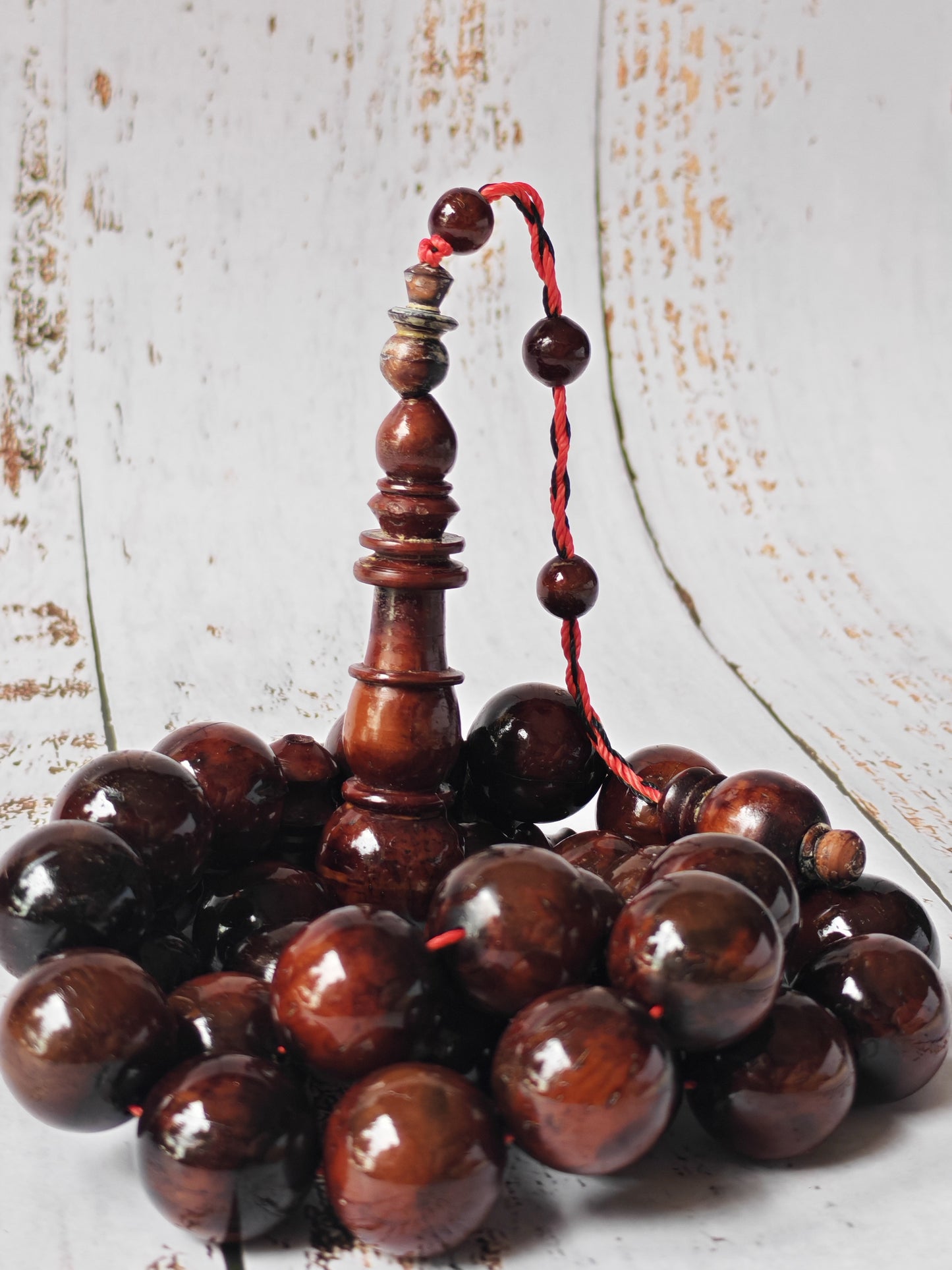 Antique Kokka Wood Tasbih | Ottoman Design | 33 Jumbo Size Beads