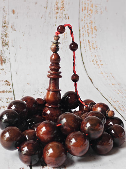 Antique Kokka Wood Tasbih | Ottoman Design | 33 Jumbo Size Beads
