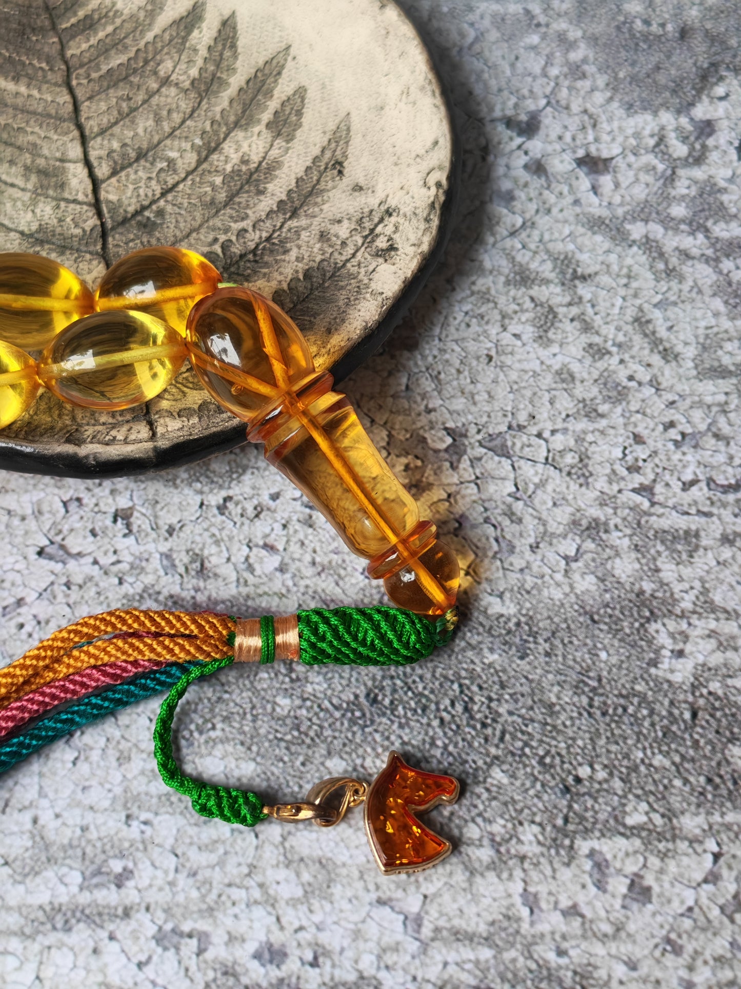 Large Natural Baltic Amber Rosary – 33 Olive Shape Beads | Transparent Citron Color