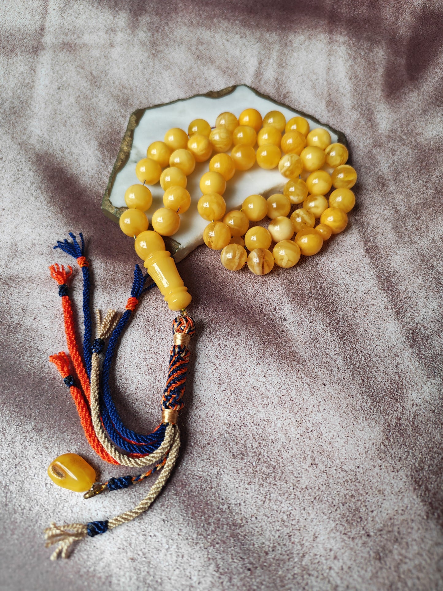 Large Butterscotch & Honey Baltic Amber Tasbih – 13–13.5mm Statement Beads