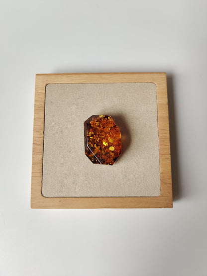 Raw Faceted Irregular Citron Amber Piece | Suitable as Cabochon or Collectible