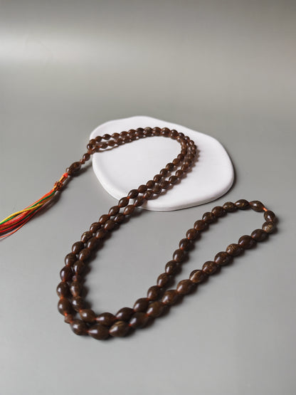 Shah Maqsood Stone Tasbih | 99 Micro Olive Beads | Green & Brown