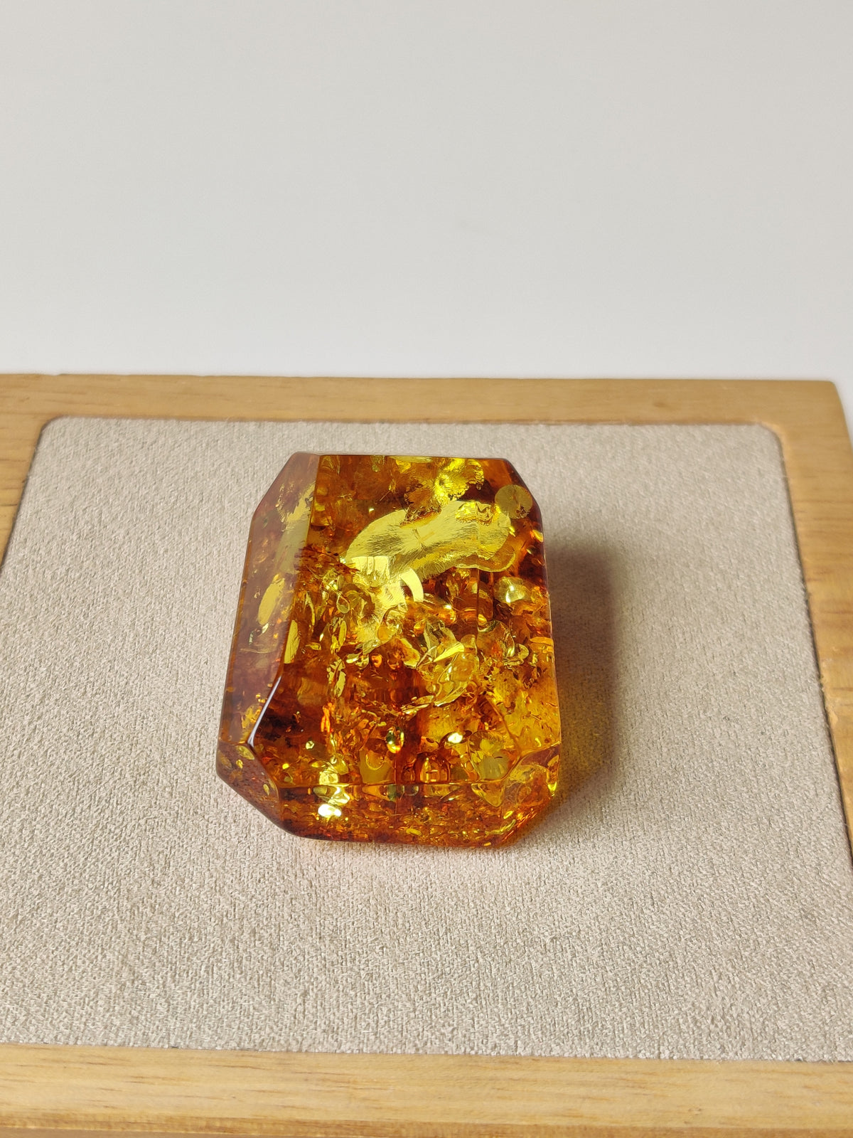 Raw Transparent Baltic Amber – Large Faceted Cabochon