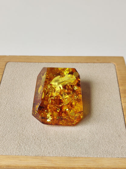 Raw Transparent Baltic Amber – Large Faceted Cabochon