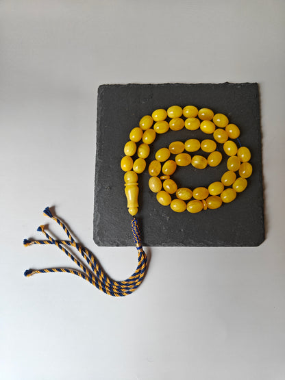 Natural Baltic Amber Rosary – 43 Pigeon Egg Beads | Dark Butterscotch