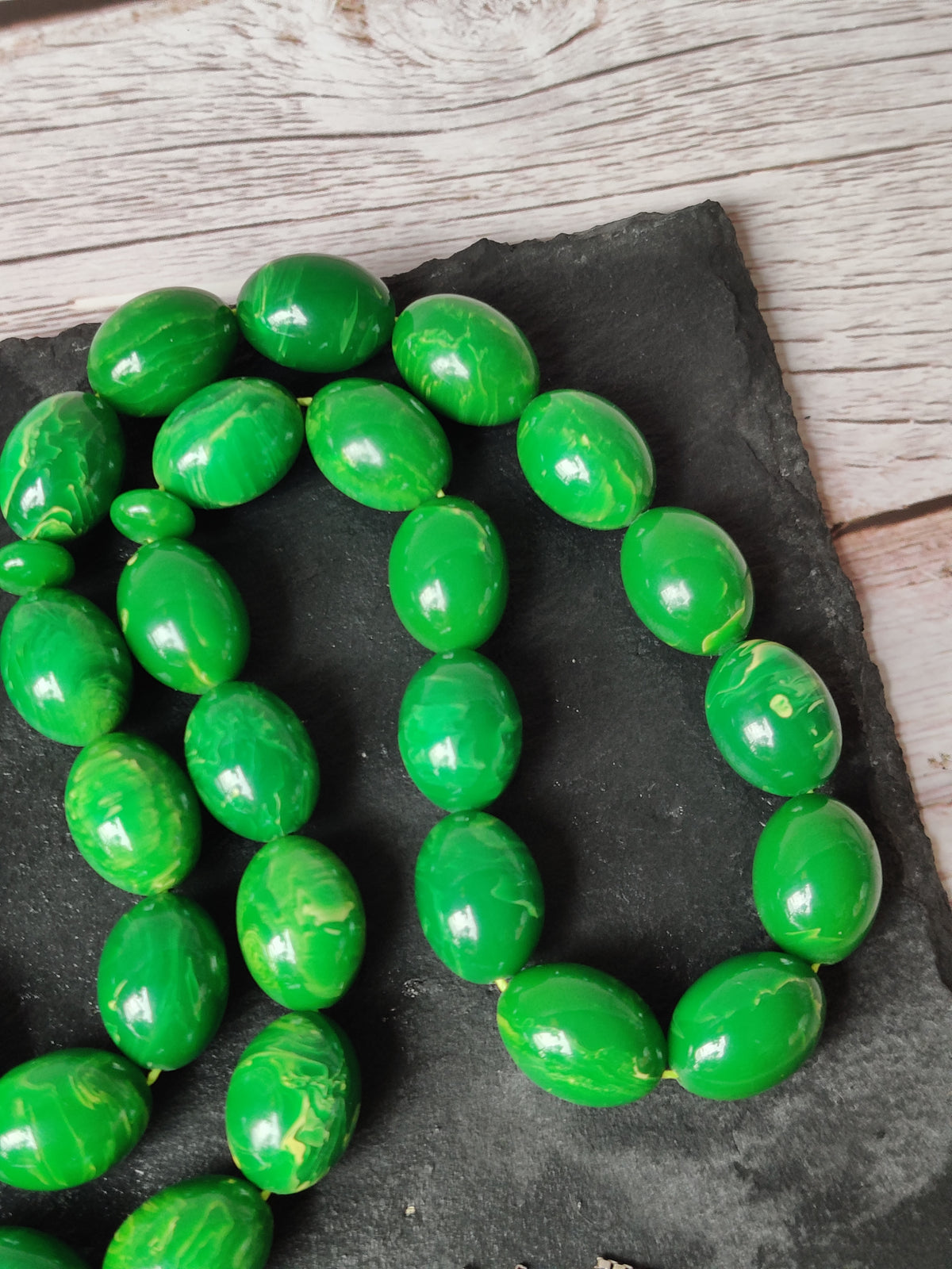 Rare American Bakelite Rosary | Starbucks Green | 41 Beads | Pigeon Egg