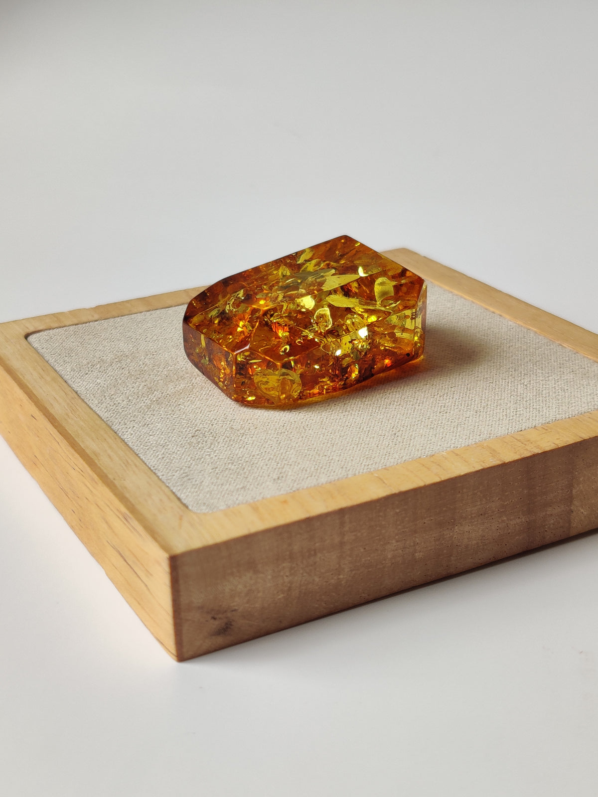 Raw Transparent Baltic Amber – Large Faceted Cabochon