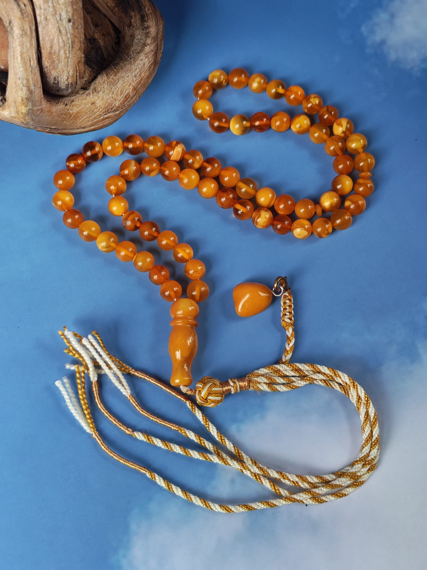 Aged Natural Baltic Amber Micro Tasbih – 66 Beads | Dark Butterscotch & Honey