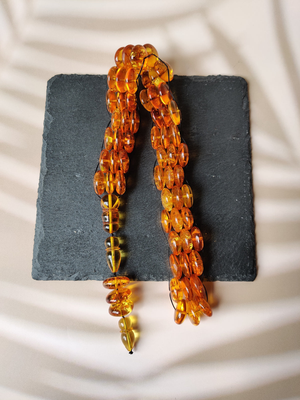 Bold Natural Dark Citron Amber Rosary | Donut Shape | 60 Beads | Flat Design