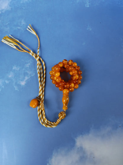 Aged Natural Baltic Amber Micro Tasbih – 66 Beads | Dark Butterscotch & Honey