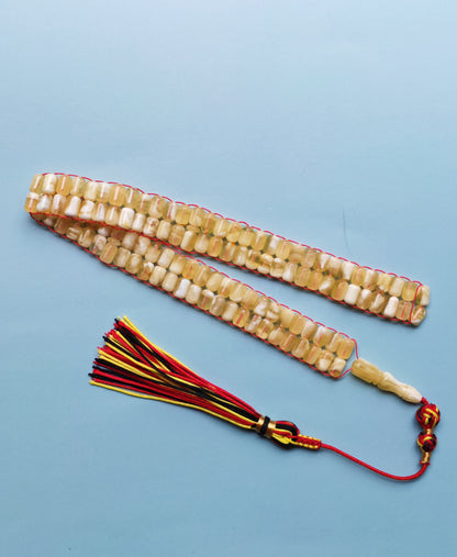 Micro Mosaic Baltic Amber Rosary – 114 Barrel Beads | Unique Flat Design