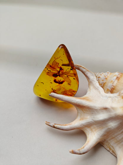 Raw Colombian Amber with Complete Visible Dragonfly and Multiple Insect Inclusions | 14.5g