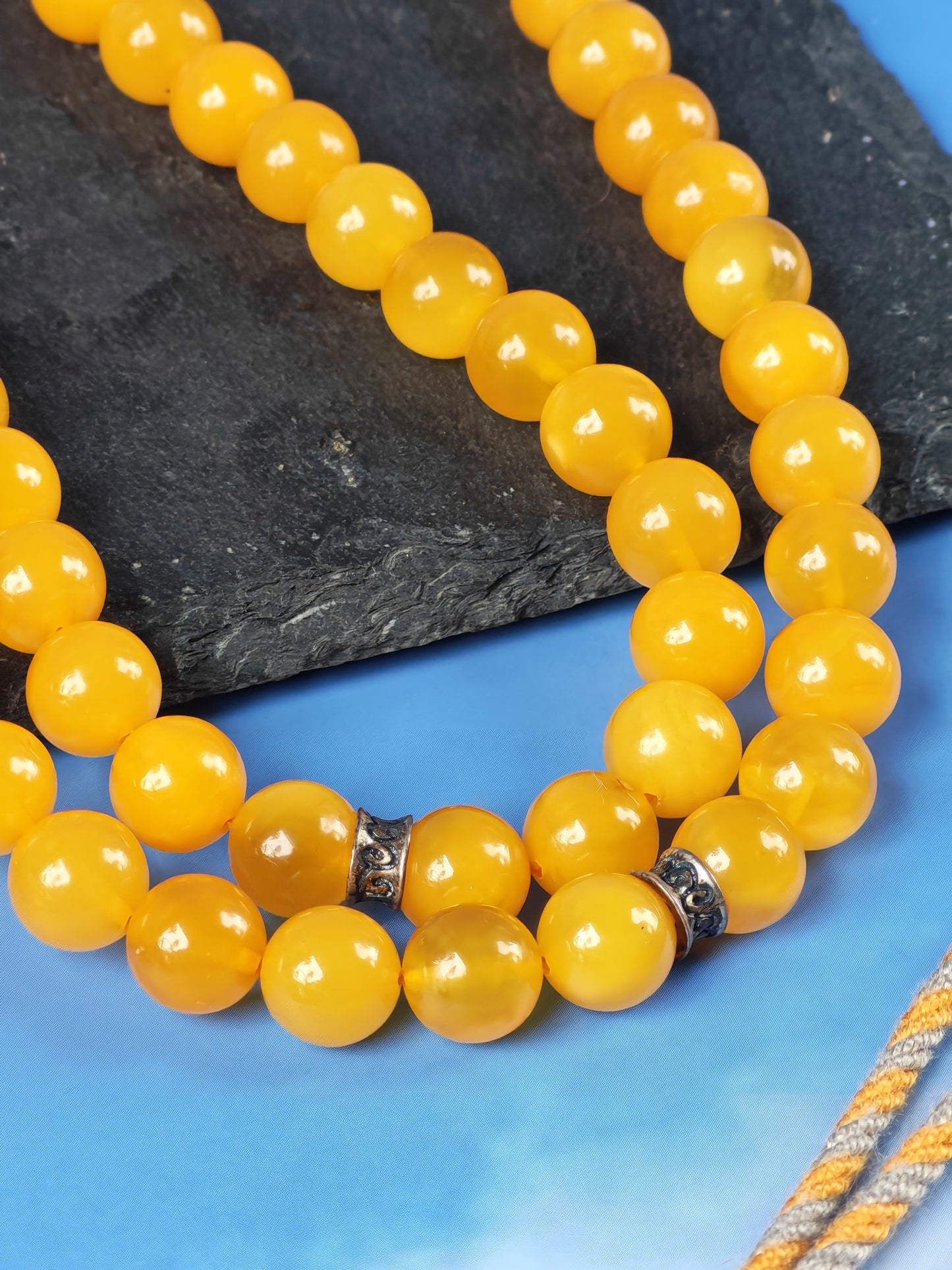 Natural Micro Baltic Amber Rosary – 99 Beads | 8mm | Metal Dividers
