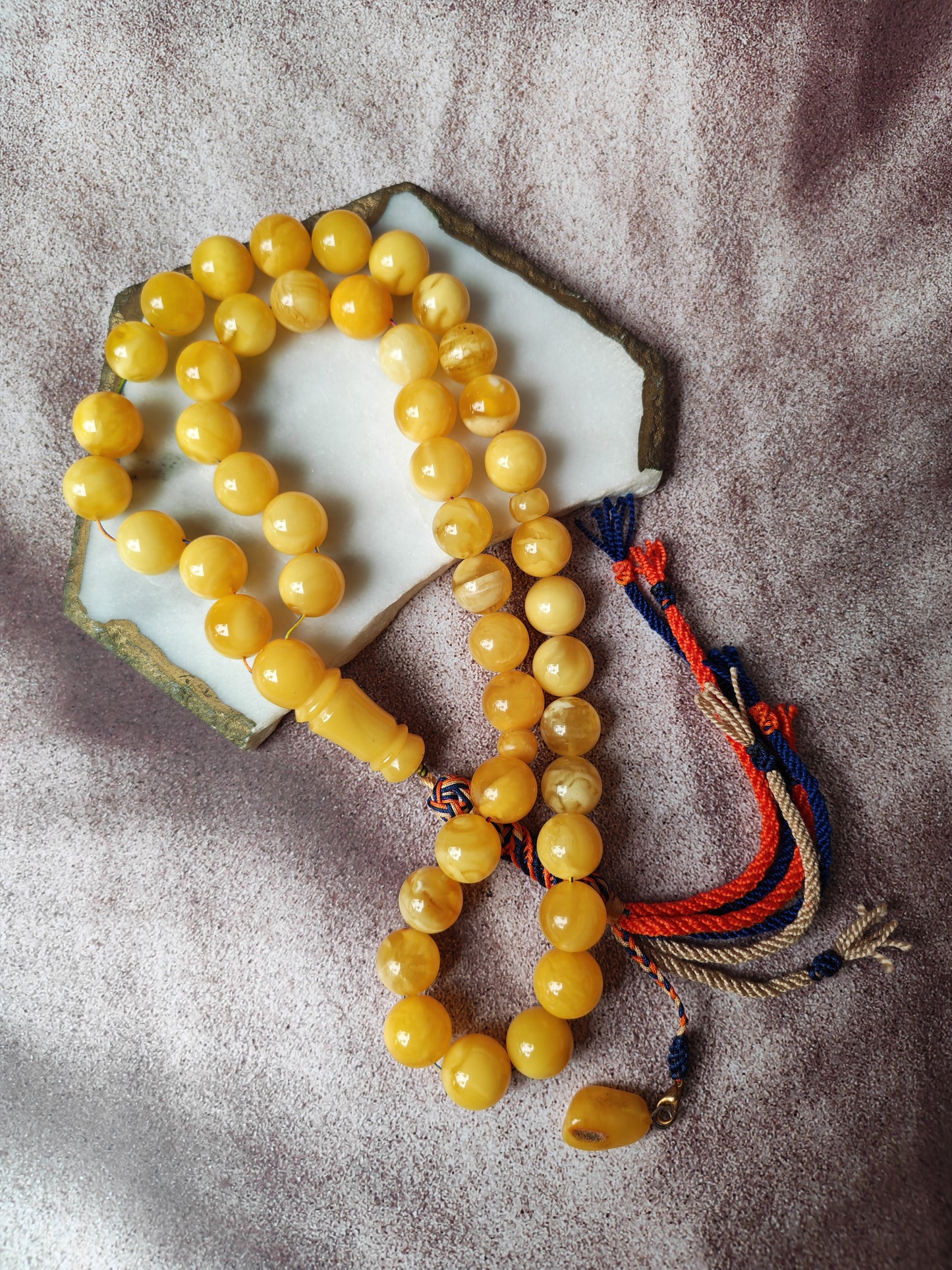 Large Butterscotch & Honey Baltic Amber Tasbih – 13–13.5mm Statement Beads
